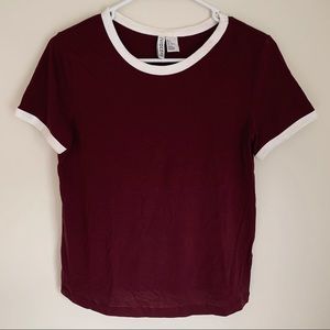 h&m boxy maroon tee